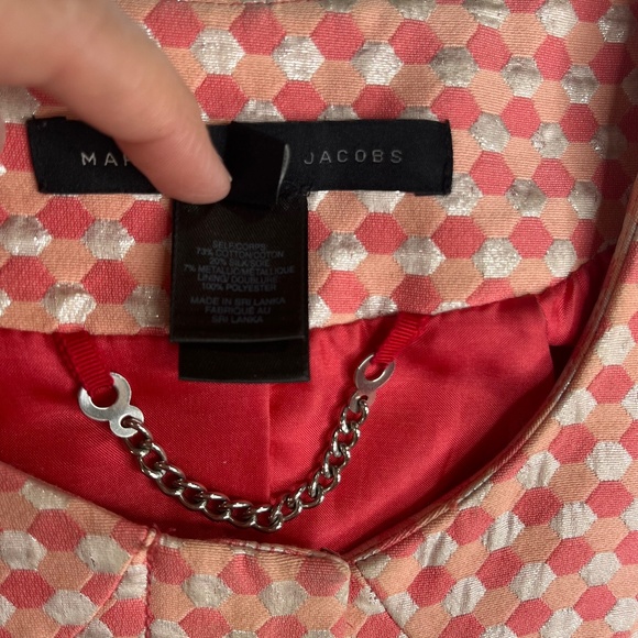 Marc by Marc Jacobs Womens Coral Hexagon Cotton Silk Pink/ Peach Blazer Sz 6 - Picture 7 of 11
